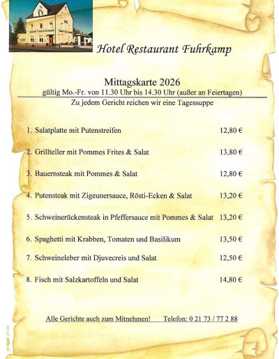 Mittagskarte Hotel Restaurant Fuhrkamp 02