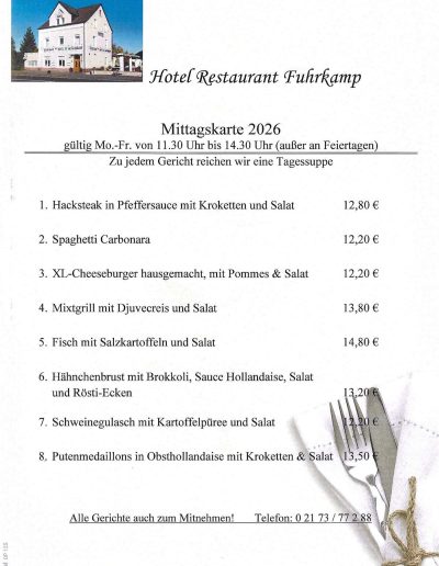 Mittagskarte Hotel Restaurant Fuhrkamp 04
